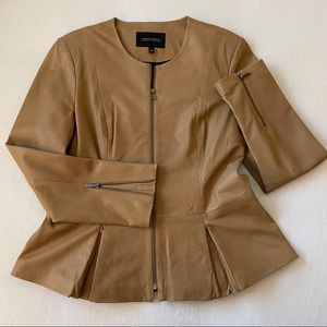 Neiman Marcus Leather Peplum Jacket